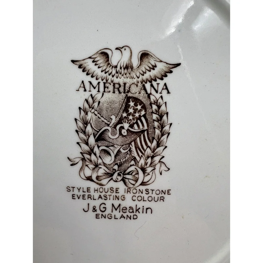 J&G Meakin Americana Style House Ironstone Brown Transferware Dinner Plates 2